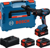 Bosch EXSR18V-150 akku-boremaskinesæt med kuffert og batterier.